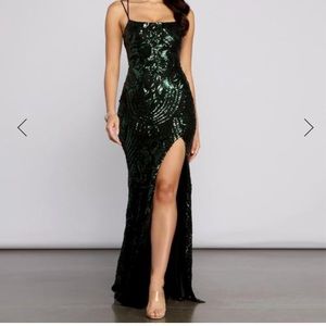 Green Sequin Formal Prom Dress